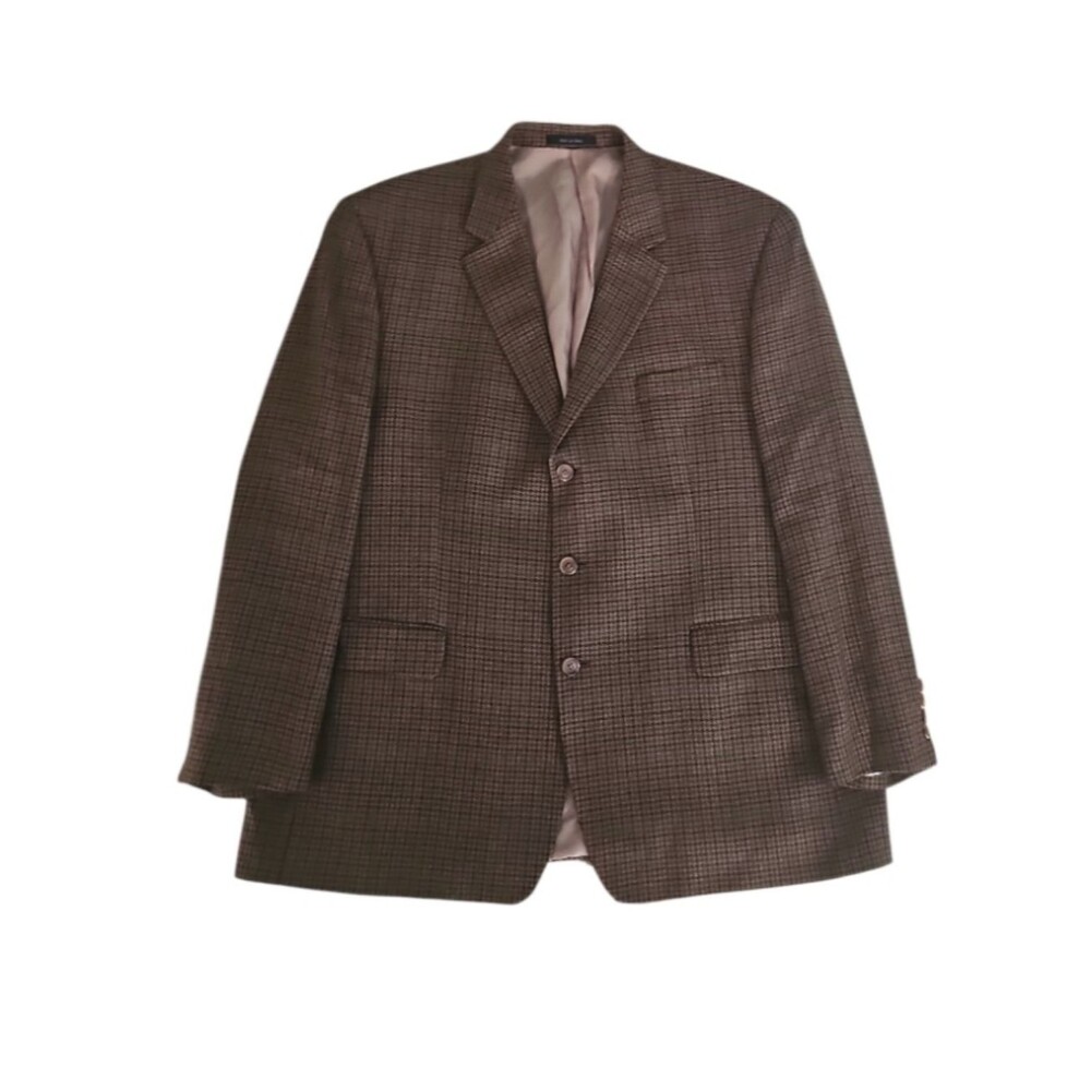 Lauren Ralph Lauren Wool Tweed Blazer Men’s 46L Houndstooth Brown Sport Coat